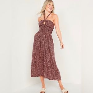 Old Navy Fit & Flare Sleeveless Halter Floral-Print Maxi Dress for Women XXL